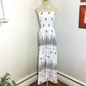 Multi Tiered Strapless or Tie Cotton Maxi Dress